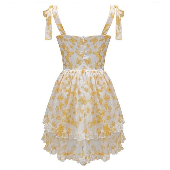 BEULAH NWT YELLOW BUTTERFLY DRESS SIZE LARGE - Picture 2 of 9